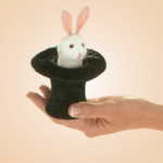 Miniature Stuffed Bunny In A Black Hat